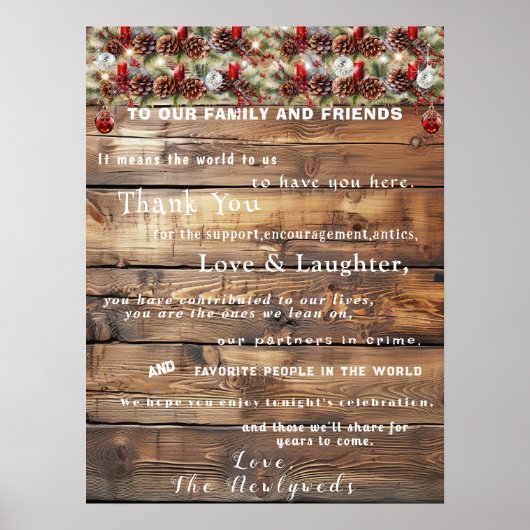 Weihnachts Hochzeit Rustikale Holz Pine Cones Orna Poster (Vorne)