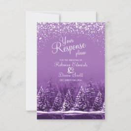 Weihnachts-Hochzeitsbäume lila Antwortkarte RSVP Karte