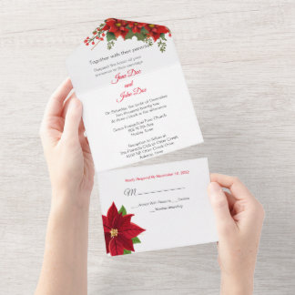 Weihnachts-Hochzeitseinladung in einem All In One Einladung