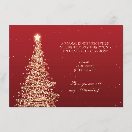 Weihnachts Hochzeitsempfang Red Gold Begleitkarte (Vorderseite)