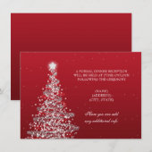 Weihnachts Hochzeitsempfang Rotes Silber Einladung (Vorne/Hinten)