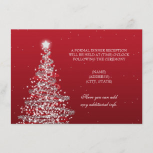 Weihnachts Hochzeitsempfang Rotes Silber Einladung