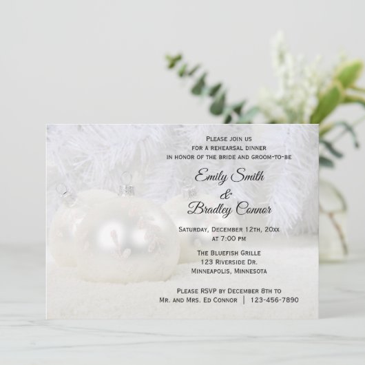 Weihnachts-Hochzeitsessen Probe Einladung (Stehend Vorderseite)