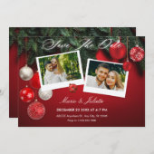 Weihnachts-Hochzeitsfoto Collage Save The Date (Vorne/Hinten)