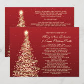 Weihnachts-Hochzeitsprogramm Rot Gold Einladung (Vorne/Hinten)