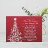 Weihnachts-Hochzeitsprogramm Rot Silber Einladung (Stehend Vorderseite)