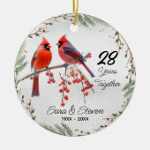 Weihnachts Hochzeitstag Roter Kardinal Keramik Ornament (Vorne)