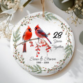 Weihnachts Hochzeitstag Roter Kardinal Keramik Ornament
