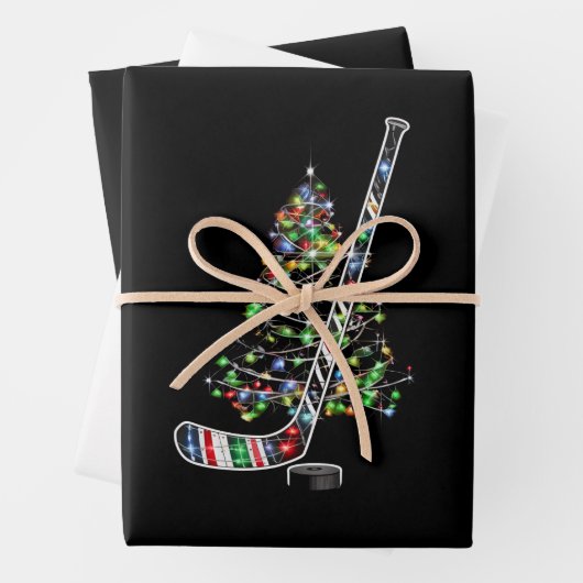 Weihnachts-Hockey-Sportball-Weihnachtsmannmütze Xm Geschenkpapier Set (Beispiel)
