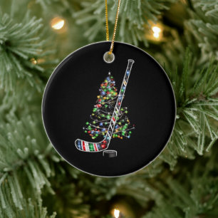 Weihnachts-Hockey-Sportball-Weihnachtsmannmütze Xm Keramik Ornament