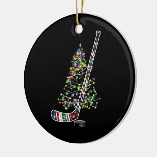Weihnachts-Hockey-Sportball-Weihnachtsmannmütze Xm Keramik Ornament (Links)
