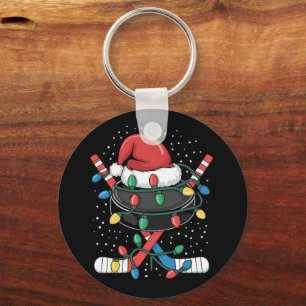 Weihnachts-Hockey-Xmas-Santa-Sportmütze Ball Schlüsselanhänger