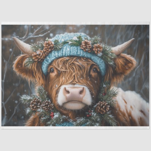 Weihnachts-Höhepunkt Kuh Decoupage Seidenpapier (Vorderseite)