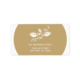 Weihnachts-Holly auf Gold Adressaufkleber