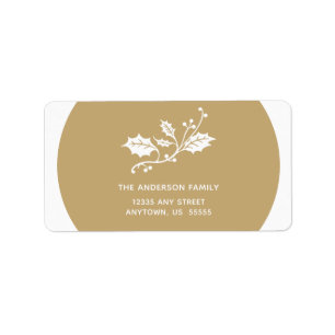 Weihnachts-Holly auf Gold Adressaufkleber