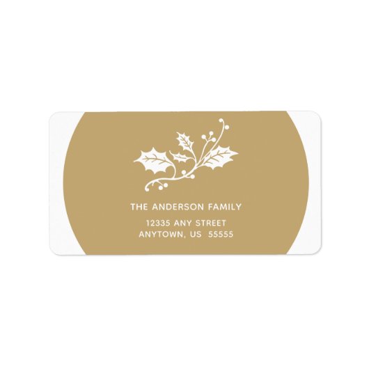 Weihnachts-Holly auf Gold Adressaufkleber (Vorne)