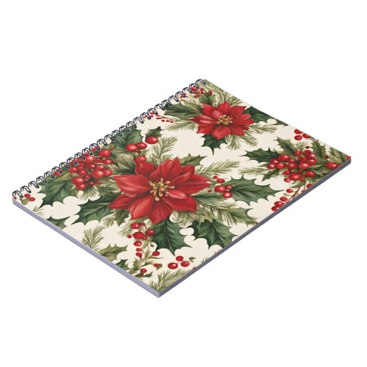 Weihnachts Holly & Berries Spiral Foto Notebook Notizblock (Linke Seite)