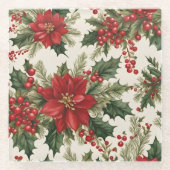 Weihnachts-Holly & Berries-Untersetzer Glasuntersetzer (Vorderseite)