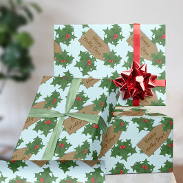 Weihnachts-Holly-Berries-Urlaubspapier Geschenkpapier