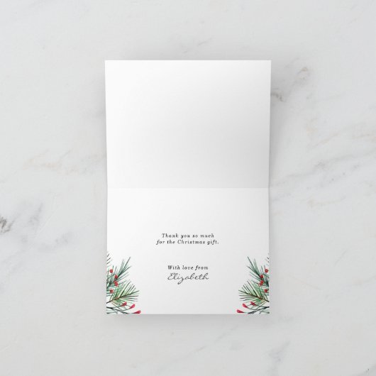 Weihnachts Holly Berry Blätter geklappt Dankeschön Dankeskarte (Innenseite)