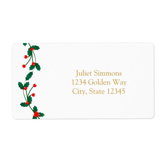 Weihnachts-Holly Berry Elegant-Adressetikett (Vorne)