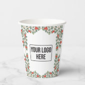 Weihnachts Holly Berry Holiday Business-Logo Pappbecher (Vorderseite)