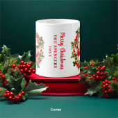 Weihnachts-Holly-Blätter & Berries Custom-Foto Kaffeetasse