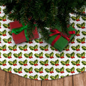 Weihnachts-Holly-Blätter & Berries Polyester Weihnachtsbaumdecke