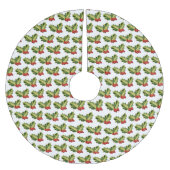 Weihnachts-Holly-Blätter & Berries Polyester Weihnachtsbaumdecke (Vorderseite)