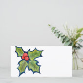 Weihnachts-Holly-Blätter, Rote Berries Feiertagskarte (Stehend Vorderseite)