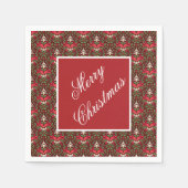 Weihnachts-Holly-Blätter, Rote Berries, Roter Bow Serviette (Vorderseite)