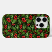 Weihnachts-Holly-Blätter und Rote Berries-Muster Case-Mate iPhone Hülle (Rückseite (Horizontal))