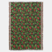 Weihnachts-Holly-Blätter und Rote Berries-Muster Decke (Vorderseite Vertikal)