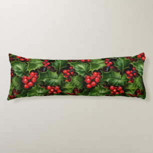 Weihnachts-Holly-Blätter und Rote Berries-Muster Seitenschläferkissen