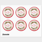Weihnachts Holly Branch Classic Round Sticker (Blatt)