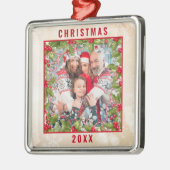 Weihnachts-Holly-Branch-Foto Pewter-Ornament Ornament Aus Metall (Links)