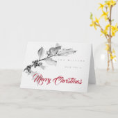 Weihnachts-Holly-Branch Stift Zeichnend Elegant Karte (Gelbe Blume)