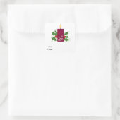Weihnachts-Holly-Center Quadratischer Aufkleber (Tasche)