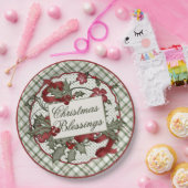 Weihnachts-Holly-CHRISTMAS-BLESSINGS-Papierplatte Pappteller (Party)