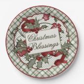 Weihnachts-Holly-CHRISTMAS-BLESSINGS-Papierplatte Pappteller (Vorderseite)