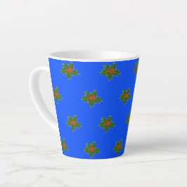 Weihnachts-Holly-Dekorationsmuster auf blau Milchtasse
