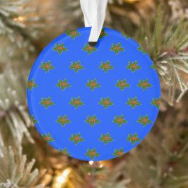 Weihnachts-Holly-Dekorationsmuster auf blau Ornament