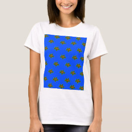 Weihnachts-Holly-Dekorationsmuster auf blau T-Shirt