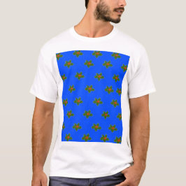 Weihnachts-Holly-Dekorationsmuster auf blau T-Shirt