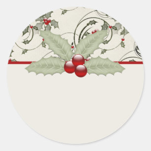 Weihnachts-Holly-Design 1 - Weihnachtskleber Runder Aufkleber