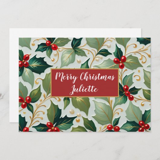 Weihnachts Holly Feiertagskarte (Vorne/Hinten)