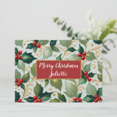 Weihnachts Holly Feiertagskarte (Stehend Vorderseite)