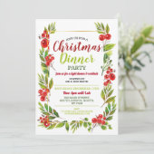 Weihnachts-Holly-Festive-Party-Blätter Einladung (Stehend Vorderseite)