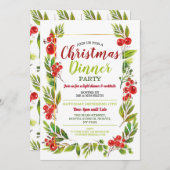 Weihnachts-Holly-Festive-Party-Blätter Einladung (Vorne/Hinten)