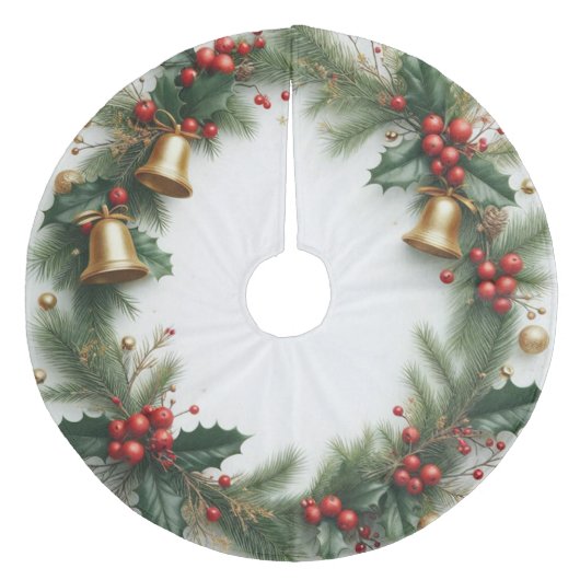 Weihnachts Holly Fleece Weihnachtsbaumdecke (Vorderseite)
